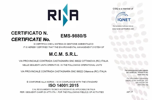Certificazione ISO 14001!